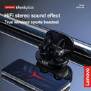 Lenovo-Fones de Ouvido Esportivos Sem Fio com Microfone, Controle de Botão, Disp