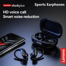 Lenovo-Fones de Ouvido Esportivos Sem Fio com Microfone, Controle de Botão, Disp