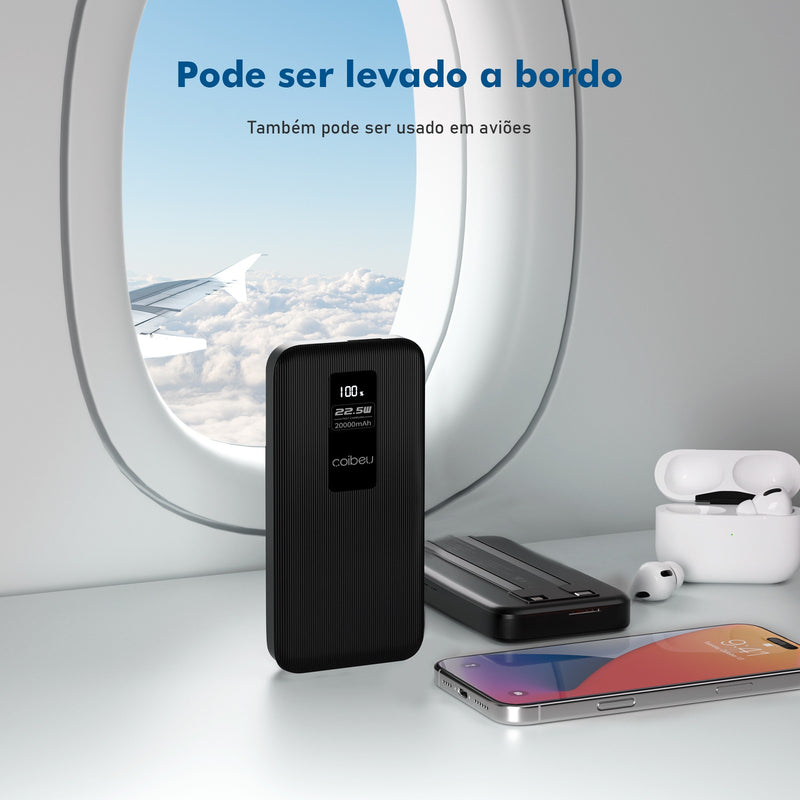 Power Bank 10000mAh 22.5W Carregador Rápido com Cabo Display Digital 3 Portas Ty
