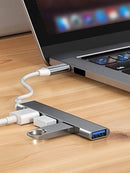 Transforme 1 única entrada USB-C em 4 portas de alta velocidade e conecte pendrives, mouses, teclados e HDs no seu notebook ou celular sem travar nada.